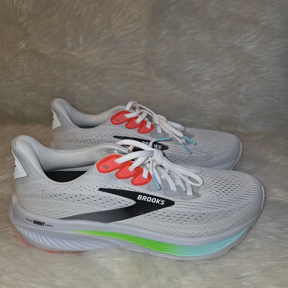 Brooks Ghost 17 Running Shoes Men's 8 Women's 9.5 White Pink Clay Gecko
